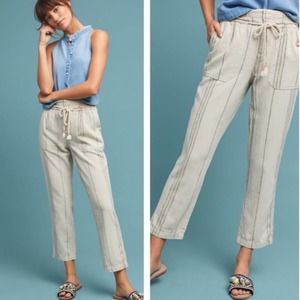 Anthropologie Seashore Striped Linen Pants